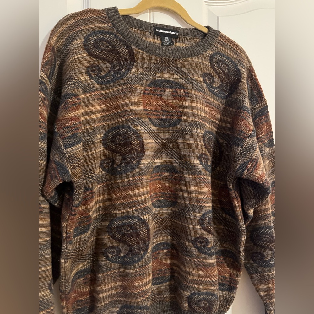 Neiman Marcus Multicolor Paisley Crewneck Sweater - Picture 3 of 4